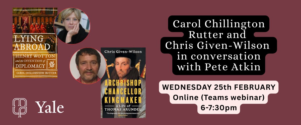 ManchesterUP's tweet image. Authors Carol Chillington Rutter (Lying abroad) and Chris Given-Wilson (Archbishop, Chancellor, Kingmaker) will be in conversation with Pete Atkin about their new books. 

Register for this FREE online event here: manchesteruniversitypress.co.uk/events/carol-c…
#history #biography #booklaunch