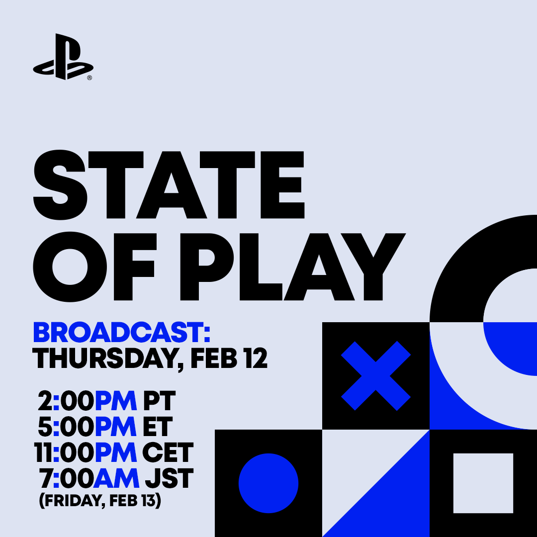 PlayStation's tweet image. State of Play returns today with 60+ minutes of news, gameplay updates, and announcements.

Tune in at 2pm Pacific Time: play.st/4rKv5rM