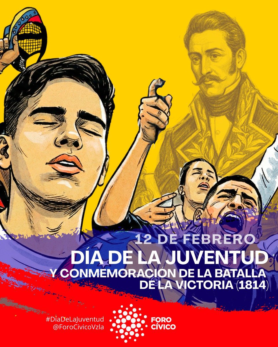 #12Feb #DíaDeLaJuventud Fecha que recuerda el valiente desempeño de la juventud en la Batalla de La Victoria (1814),así como su papel histórico en el desarrollo del país. Nuestros jóvenes, motor vital de cambio, siguen dando ejemplo de energía,voluntad y compromiso con la nación.