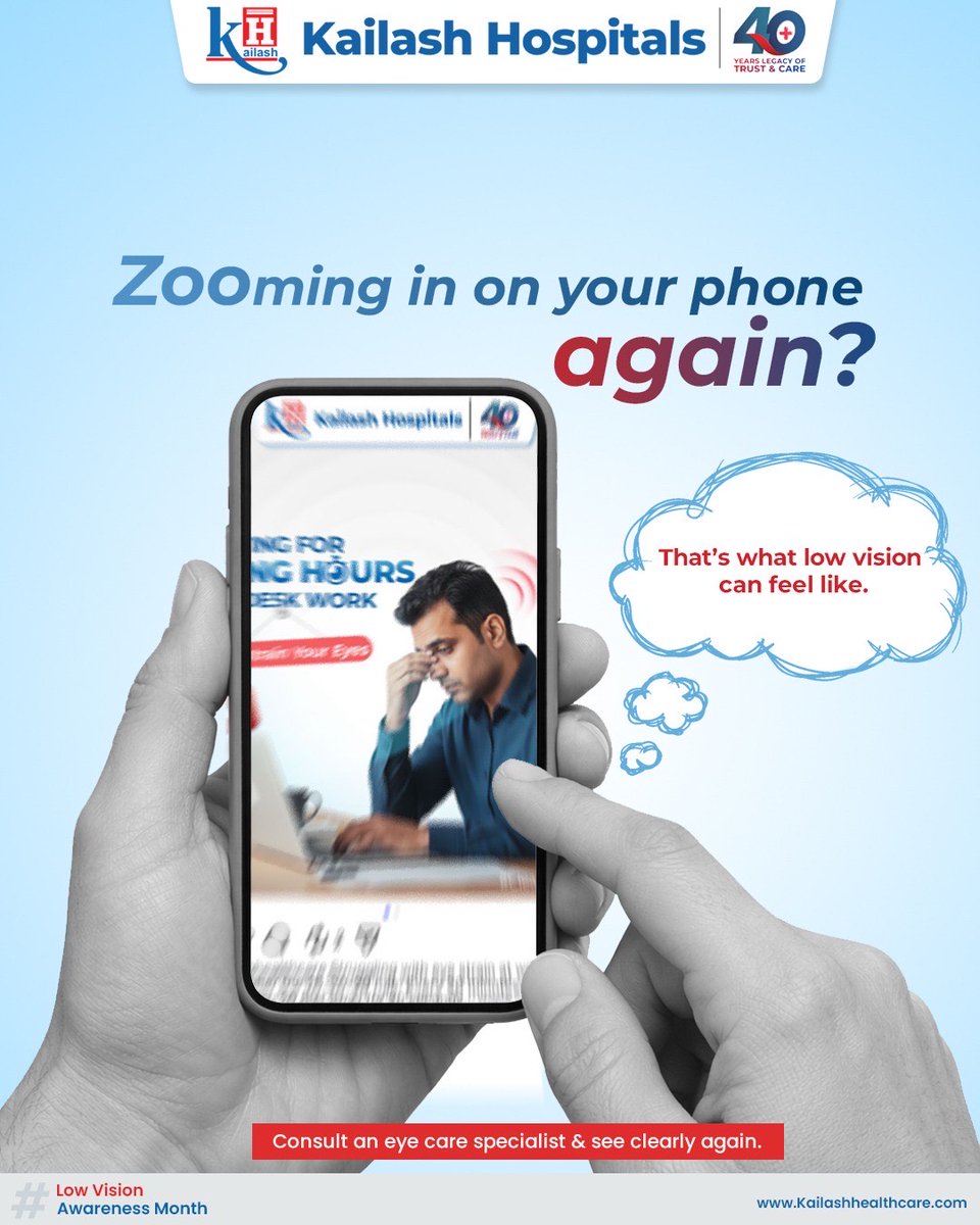 KailashHealth's tweet image. Struggling to read this without zooming in?

#Lowvision can make everyday tasks feel like a challenge, but you don't have to manage it alone. Regular eye checkup can help in early diagnosis, restore your visual comfort, regain your confidence &amp;amp; see clearly again.

Consult our
