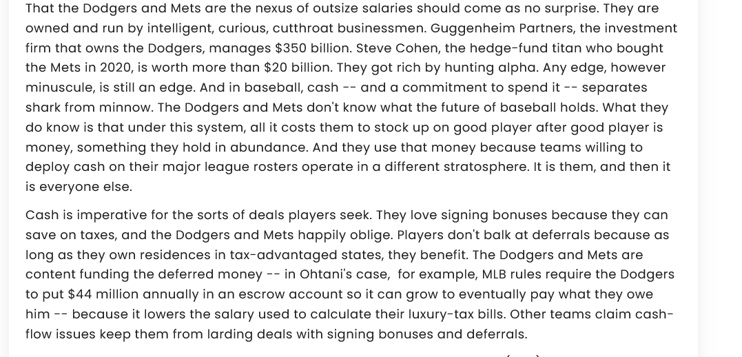 BobbyMilone29's tweet photo. From Passan

The Yankees simply don't have the money that the Mets and Dodgers have

Those 2 are in a completely different league of funding https://t.co/EcTf9Ewxyj