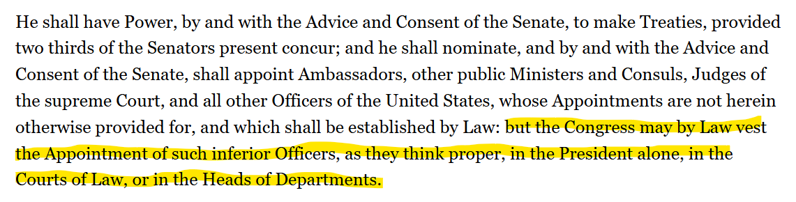 I'm not even an attorney, but I've read the Constitution, which you apparently have not. 

And 15 seconds of googling leads to 28 USC 546. 

Now, go get your shinebox and stop leading the largest coverup in U.S. history.
