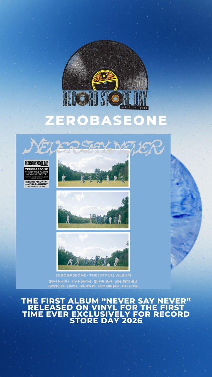 _🎵
ZEROSE💙 We are happy to announce to be the participant of Record Store Day 2026 <a href="/recordstoreday/">Record Store Day</a> !
Can't wait to show our first time ever exclusive of <NEVER SAY NEVER>💙
Stay tuned!

#ZEROBASEONE #ZB1 #제로베이스원 
#NEVER_SAY_NEVER
#RSD