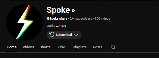 noonn_roonii's tweet photo. SPOKE HITTING 2 MIL AND REACHING 100 VIDEOS. THIS IS SUCH A GOOD DAY FOR SPOKE FANS https://t.co/kYLwSBMrOb