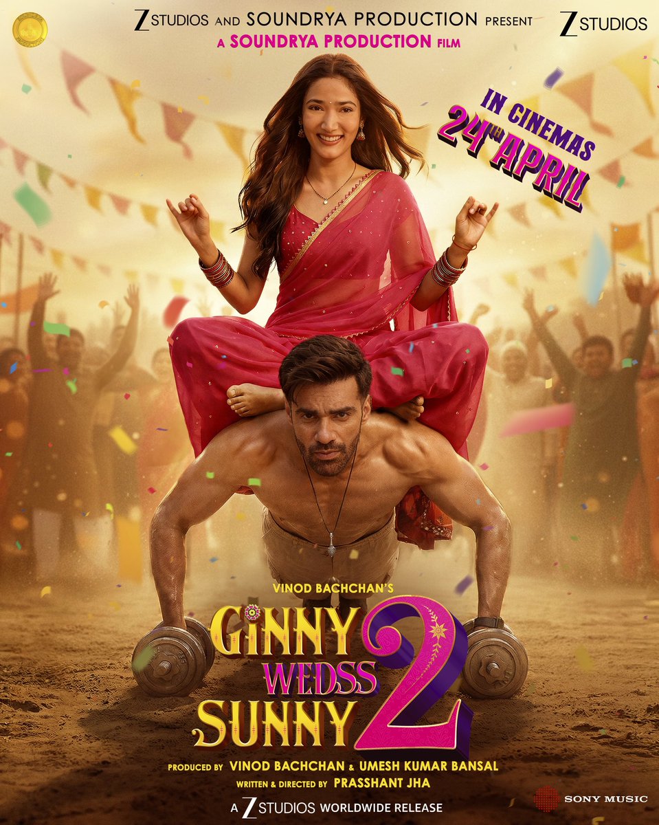 Ginny Weds Sunny 2 locks 24 April 2026 for its theatrical release. 💍

Starring Avinash Tiwary and Medha Shankr, the sequel promises another round of love, chaos and rom-com madness on the big screen. 

First look poster out now!

#GinnyWedssSunny2 #MKTheFilmyGuy