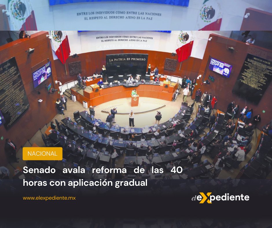 #Nacional | Senado avala reforma de las 40 horas con aplicación gradual

Redacción. El Senado de la República aprobó por unanimidad el dictamen de reforma constitucional sobre la jornada laboral, con el cual se reduce a 40 horas semanales el tiempo máximo de trabajo. Asimismo, se