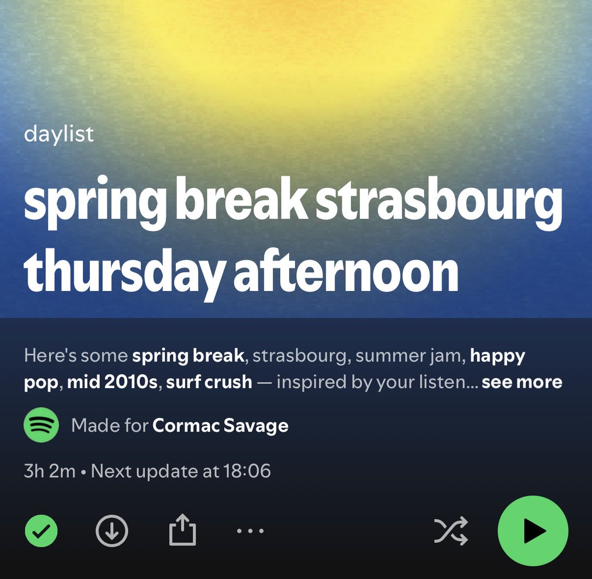 What could my Spotify mean by this? No less on a week when the European Parliament is sitting in Strasbourg