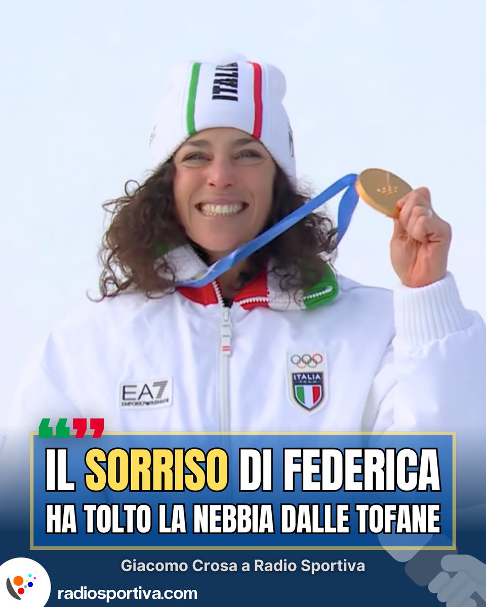Incredibile Federica #Brignone! 🐯 Oro in SuperG a soli 10 mesi dall'infortunio.
🎙️Giacomo #Crosa a RS celebra la "capacità di adattamento" che distingue i campionissimi: un recupero oltre il credibile, oggi tra nebbia e neve difficile. Una vittoria che pesa più dell’oro. 🥇🇮🇹