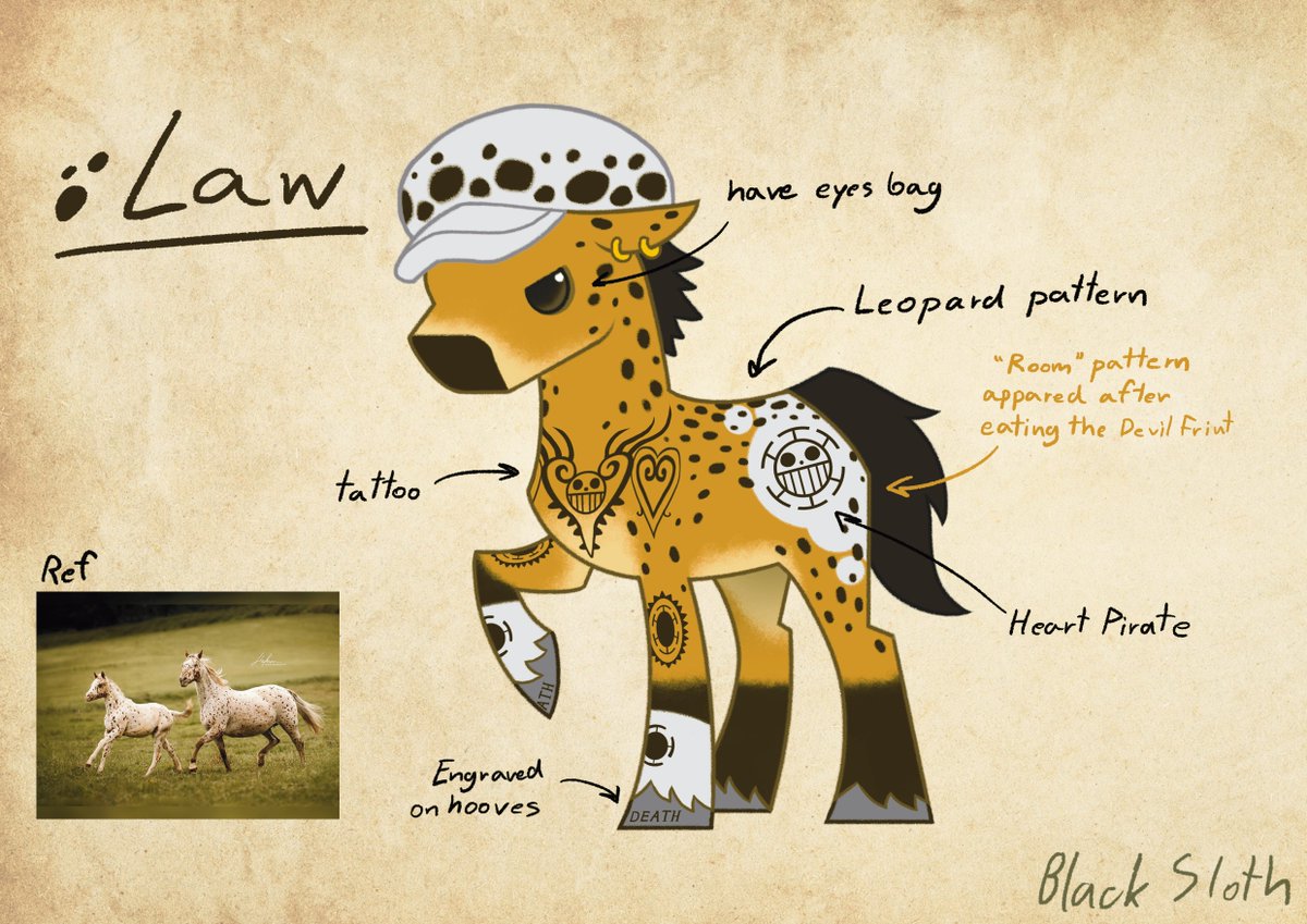 Black_Sloth_01's tweet photo. One piece tiny horse design (part 3)
#onepiece #onepiecefanart #portgasdace #aceonepiece #sabo #saboonepiece #trafalgarlaw #lawonepiece #ponified #ponyfication #horseified #mlp #horseart https://t.co/MxQcfJQtnt
