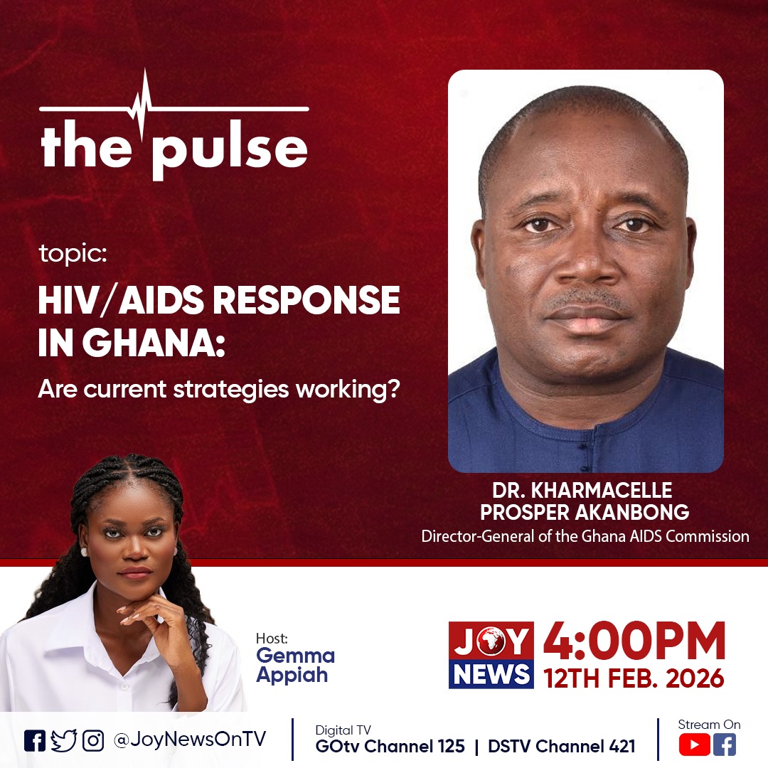 JoyNewsOnTV's tweet image. HIV/AIDS response in Ghana remains a critical national conversation. Are current strategies delivering real impact? Join the discussion on The Pulse as we engage Dr. KharmaCelle Prosper Akanbong on the way forward.

#ThePulse #JoyNews