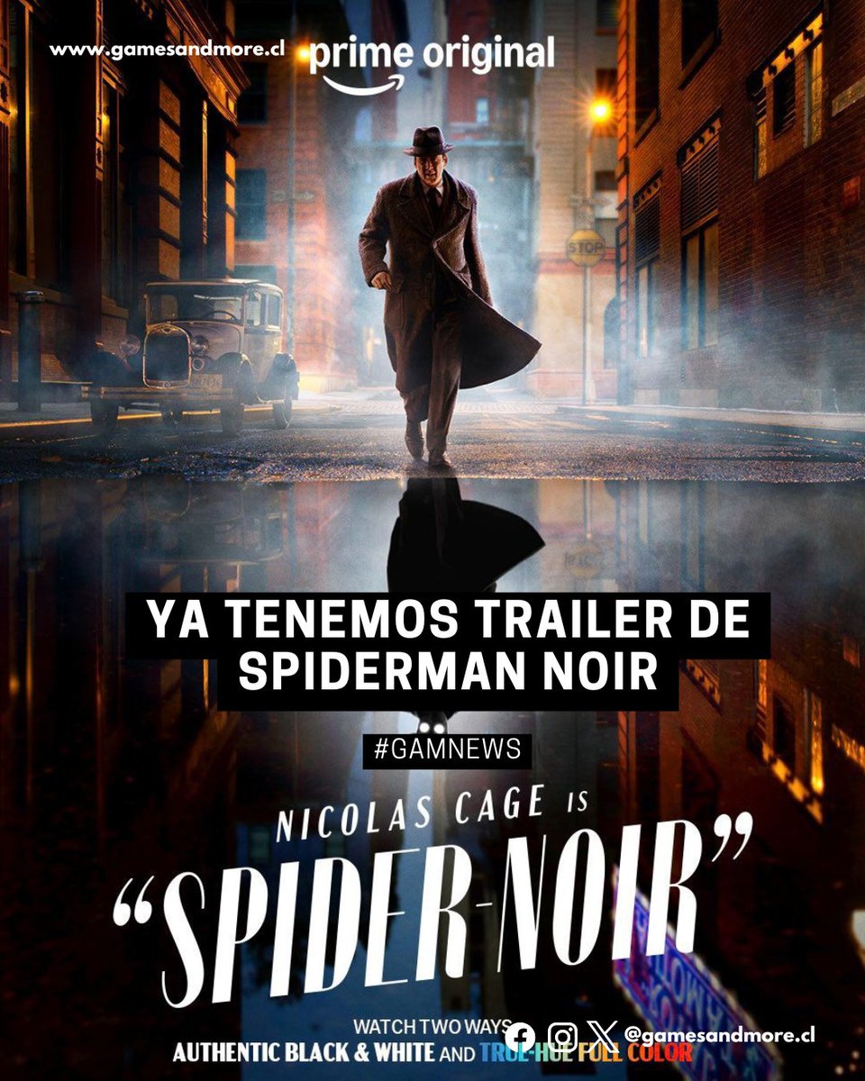 GamesAndMoreCL's tweet photo. #GAMNews 📰ya tenemos #TRAILER de Spiderman Noir🕷

La serie podrá ser vista tanto blanco y negro como a color

La serie tendrá una duración de 8 episodios

¿Que te pareció el TRAILER?

#Spidermannoir #NicolasCage #marvel https://t.co/EQRcsXLCnf