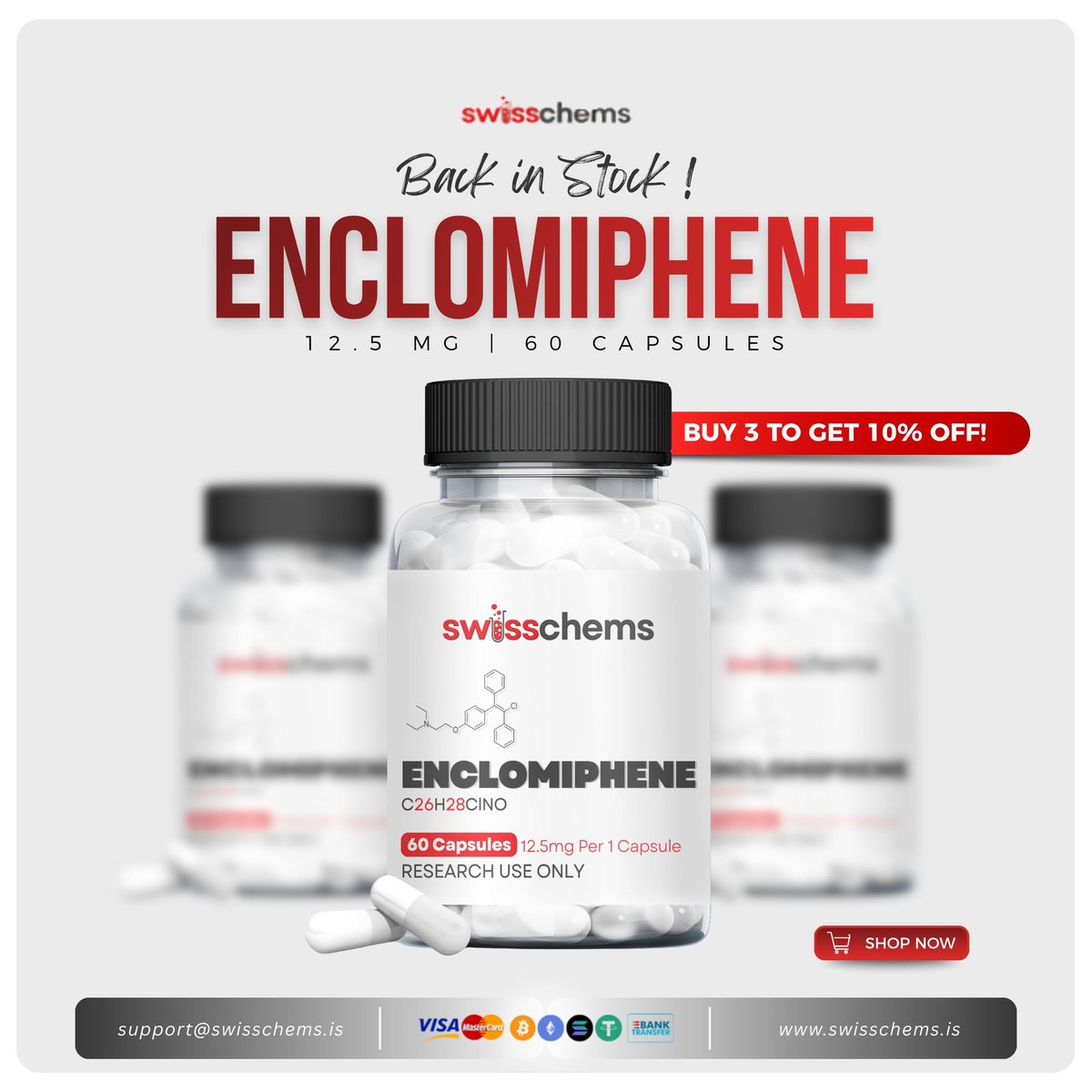 🧪 Back in Stock

Enclomiphene (750 mg | 60 Capsules) is available again at SwissChems.

🔬 Explored in selective estrogen receptor research
🔬 Studied in endocrine signalling pathway models
🔬 High-purity, lab-verified compound

👉 View product:
swisschems.is/product/swiss-…