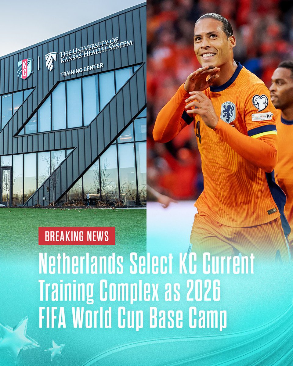 thekccurrent's tweet photo. Heartland 🤝 Holland

@OnsOranje selects the KC Current Training Complex as their base camp for the 2026 Fifa World Cup 🙌 https://t.co/KE3z3bsDSt
