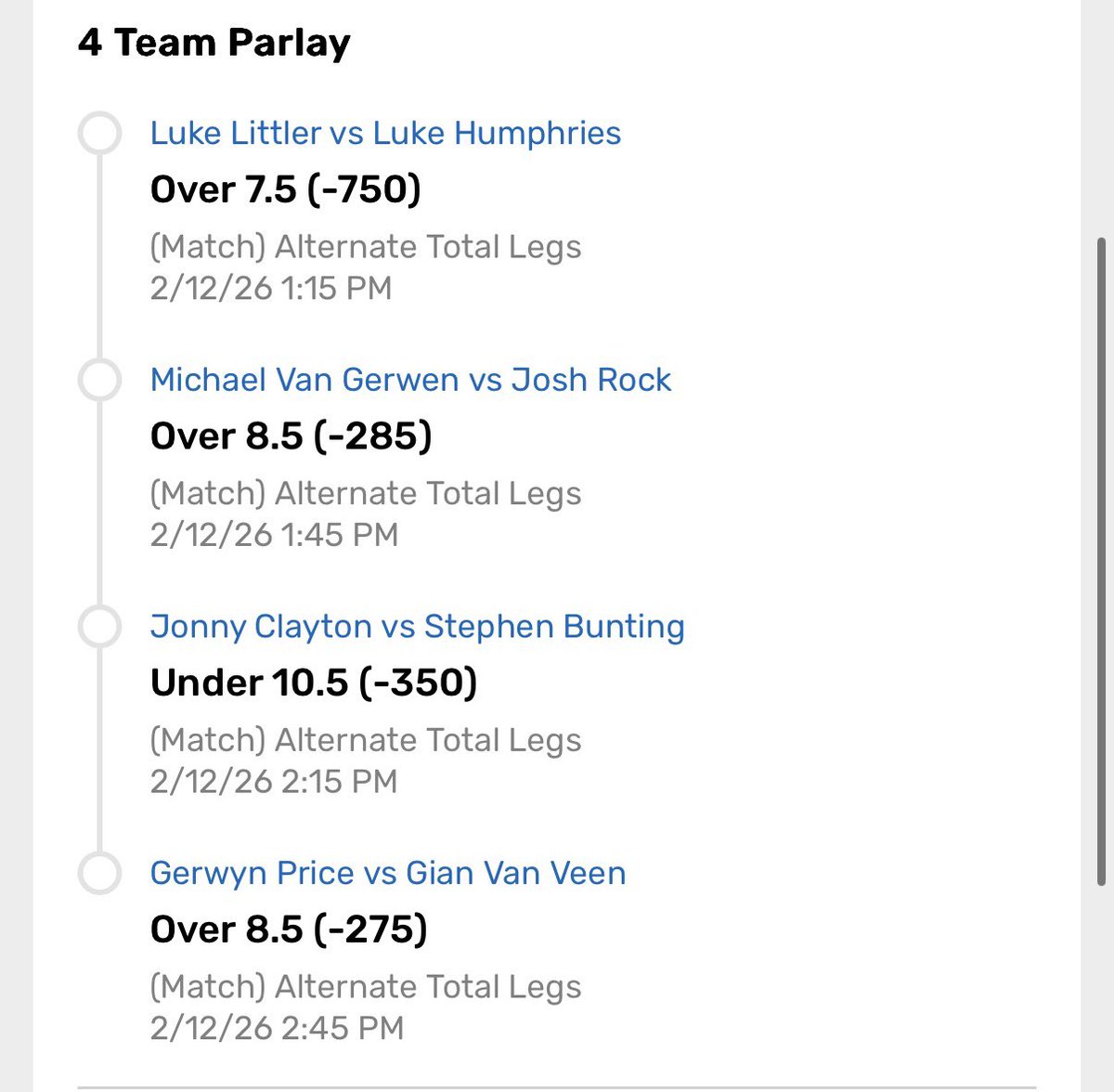 I know I am behind; but work has been busy; here’s what I have on Bovada and #HardRockBet for #PremierLeague Night 2. With some solid matchups including Littler vs Humphries there will be plenty of opportunities to make  💰 ! #GamblingX