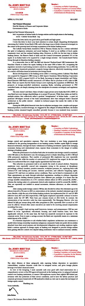 Thank you, Shri <a href="/JohnBrittas/">John Brittas</a> Sir, for standing with us against this injustice and the privatization of IDBI Bank.
#KeralaAssemblyElections2026

Tomorrow on 13 February, officers and employees will raise their voice at Jantar Mantar to defend our bank, our rights, and the nation’s