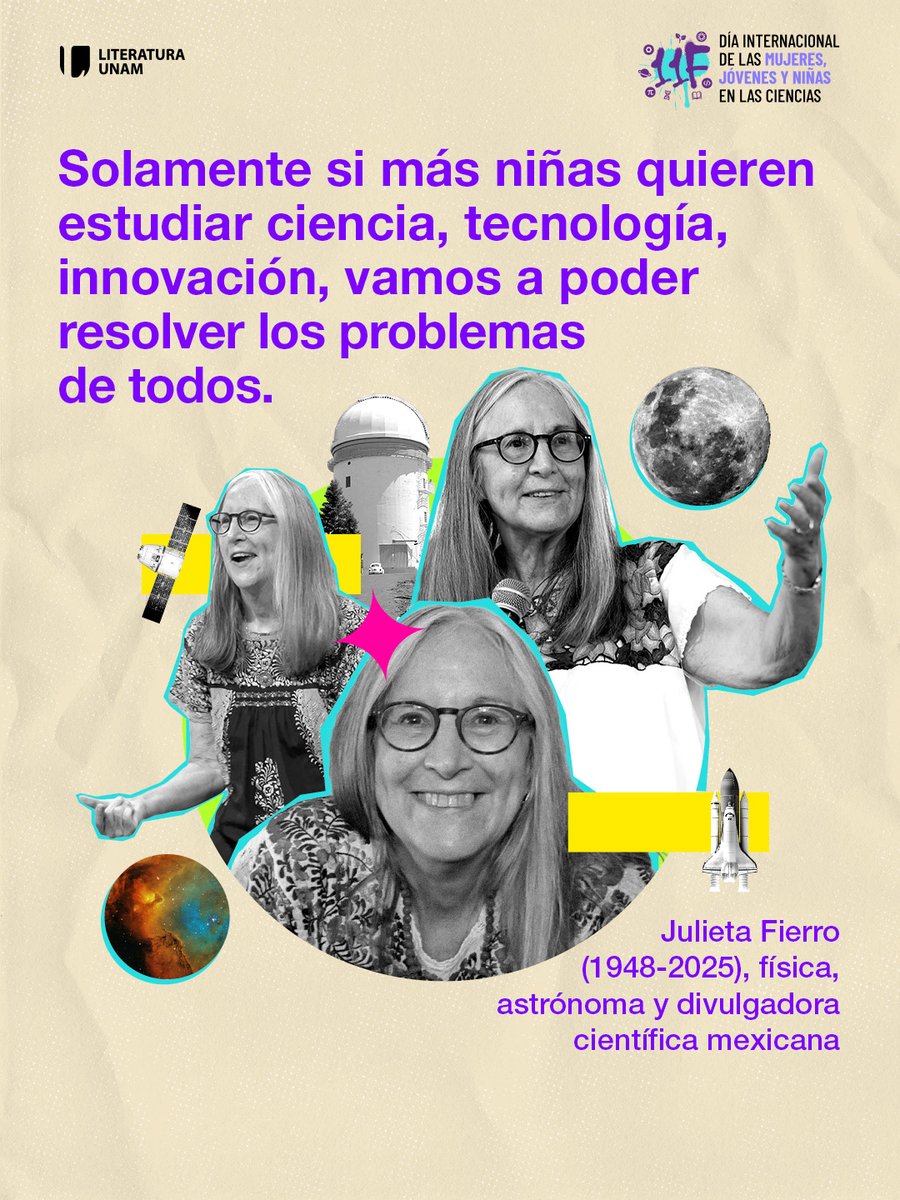 Recuperemos la visión de la astrónoma y divulgadora científica Julieta Fierro. Hagamos qué todos los días sean 11 de febrero.
#DiaDeLaMujerYLaNiñaEnLaCiencia