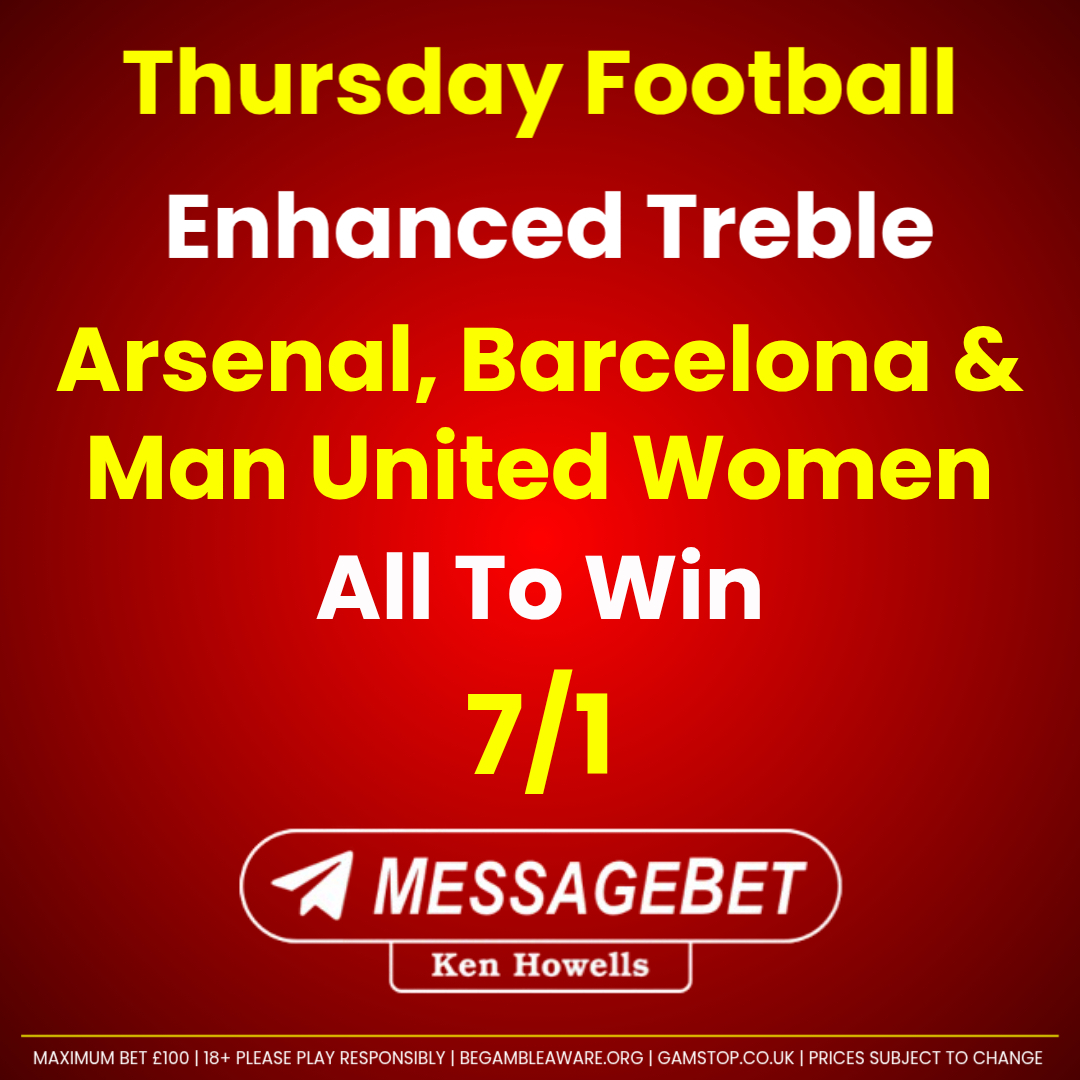 KenHowells_'s tweet photo. ⚽️Thursday Football Treble⚽️
Arsenal, Barcelona &amp; Man Utd Women All To Win 7/1
✅Max Stake £100
✅New &amp; Eligible Customers
✅18+ Please Play Responsibly

⚠️https://t.co/JDRJyBjedo
⚠️https://t.co/mLkujYBB3D
🎯Bet now: https://t.co/GBaBNq4ic6 https://t.co/7hsGVQMJt0