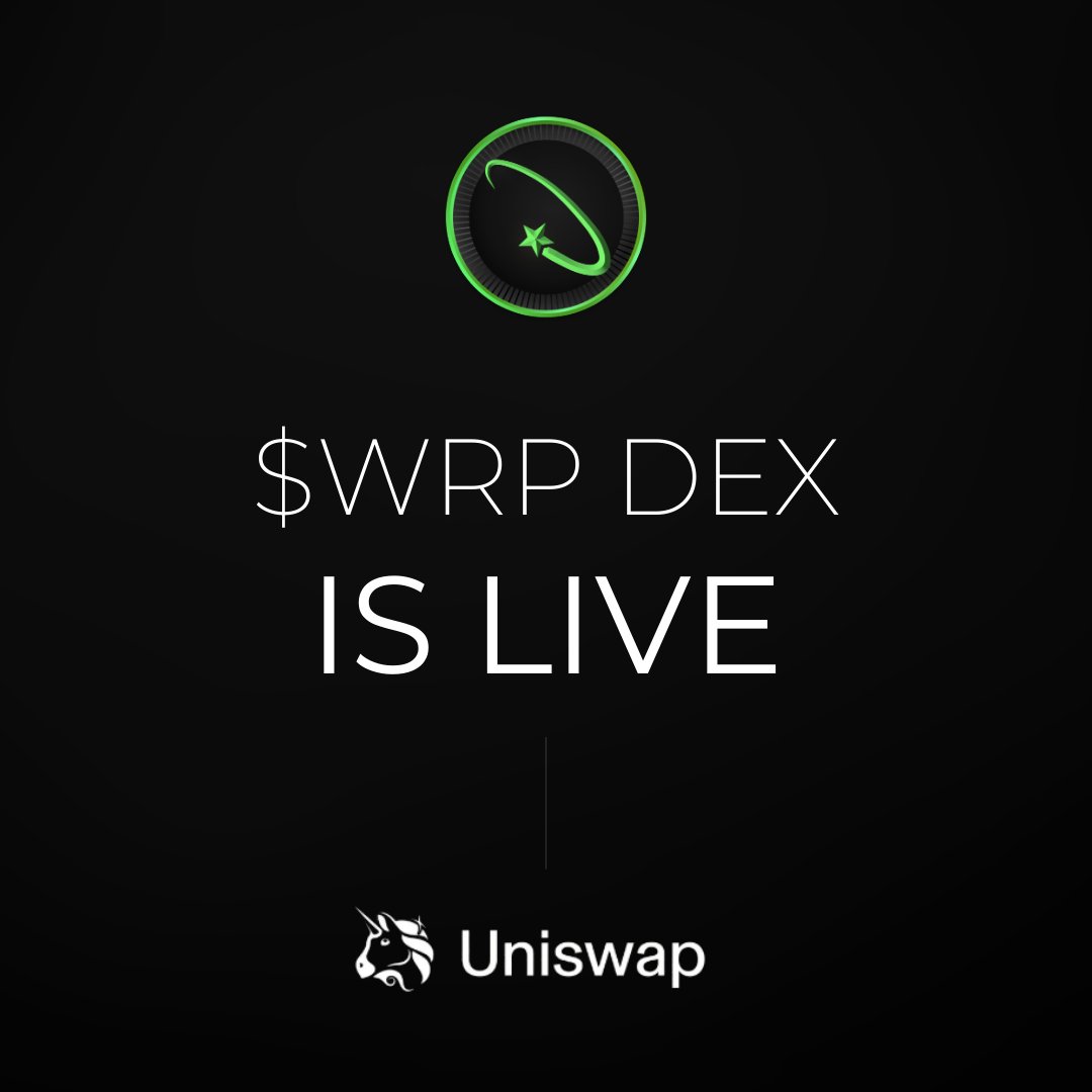 WarpGameCHAIN's tweet image. $WRP is now live.

Following a fully sold-out IDO on @eesee_io, Warp has officially launches on @Uniswap DEX.

We built infrastructure first:
• Validator nodes
• Publishing pipeline
• Revenue mechanics
• Guild ecosystem

Now the token powers it.