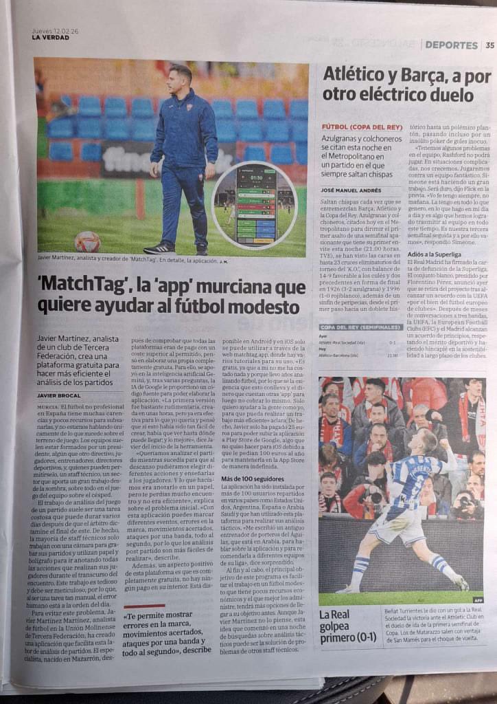 Si hay que crear una aplicación para hacer más fácil el trabajo, ahí está nuestro analista <a href="/jvmx2/">Javi Martínez</a> para crearla. Dando un salto al análisis en directo. 
<a href="/MatchTagApp/">MatchTag: Análisis Deportivo</a>, una herramienta de análisis deportivo gratuita para ayudar al fútbol modesto nacida en el @unionmolinensecf .