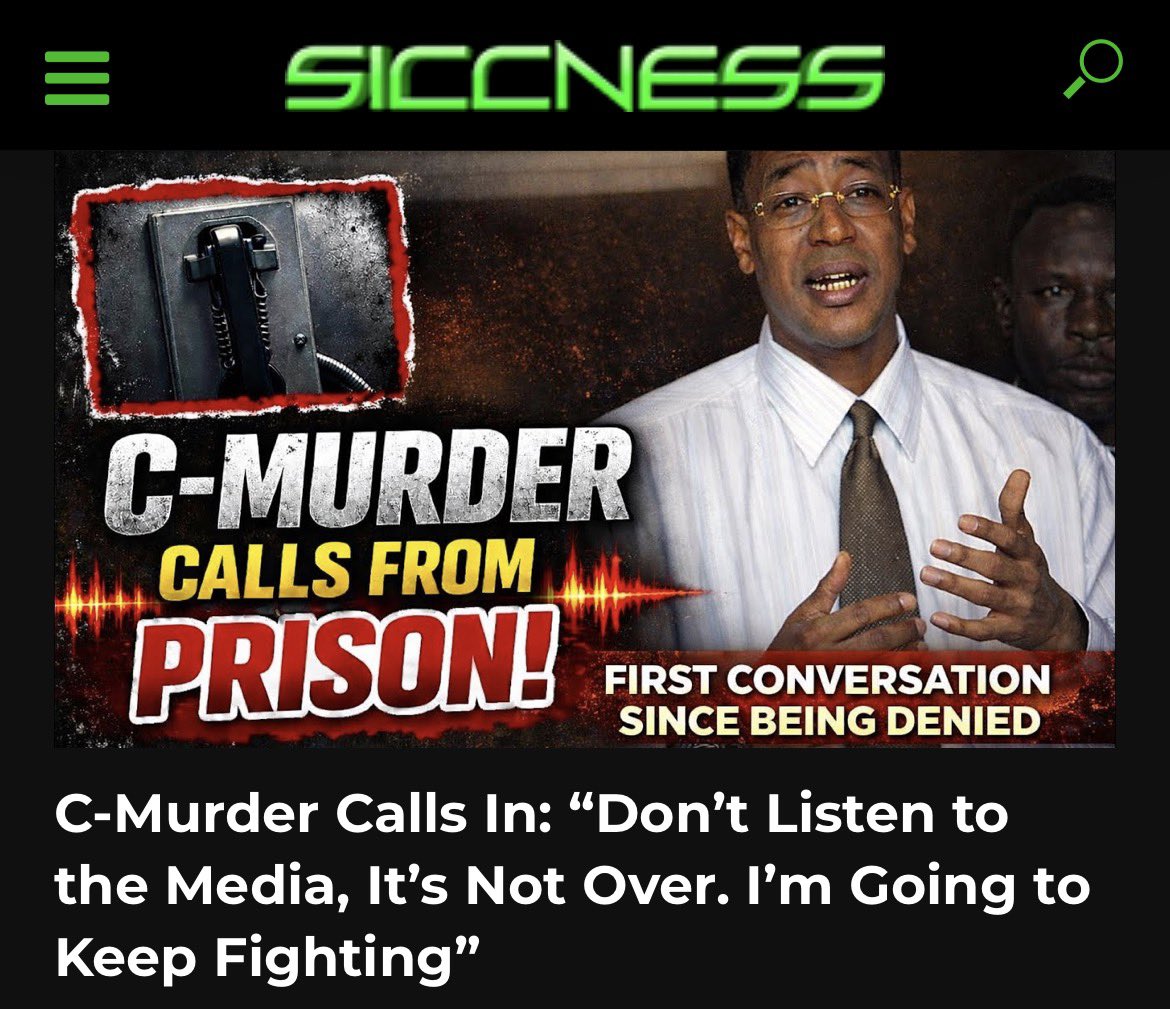 C-Murder Calls In: “Don’t Listen to the Media, It’s Not Over. I’m Going to Keep Fighting” siccness.net/wp/c-murder-ca…