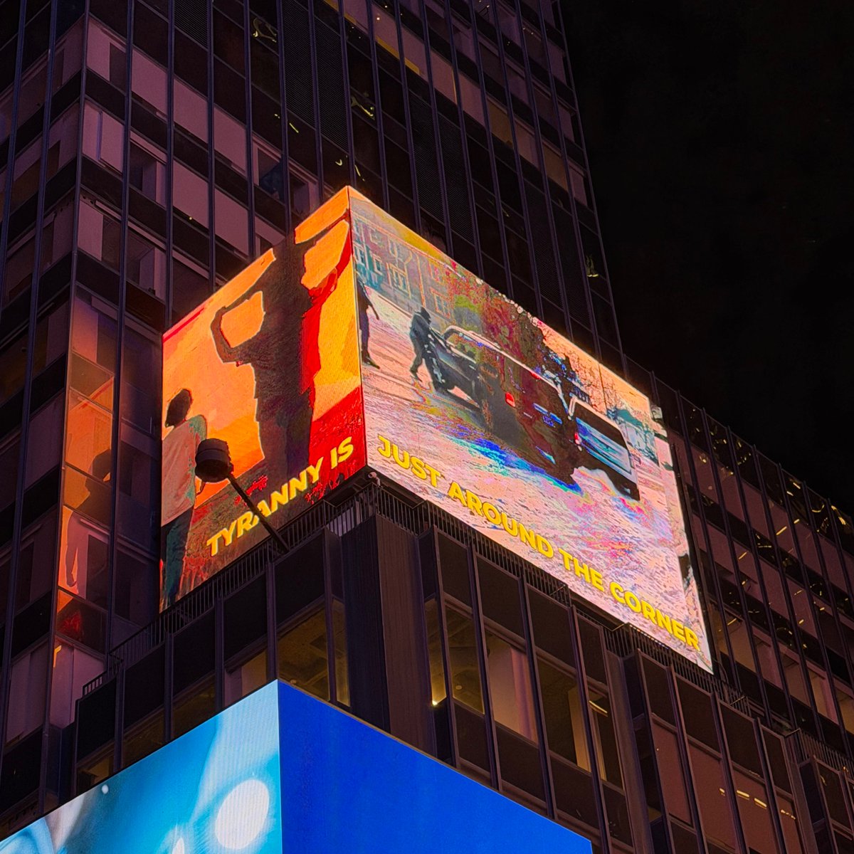 We're live 👀 

Our new ad is up in Times Square, warning Americans that tyranny is just around the corner and now's the time to act. #ICEOUT