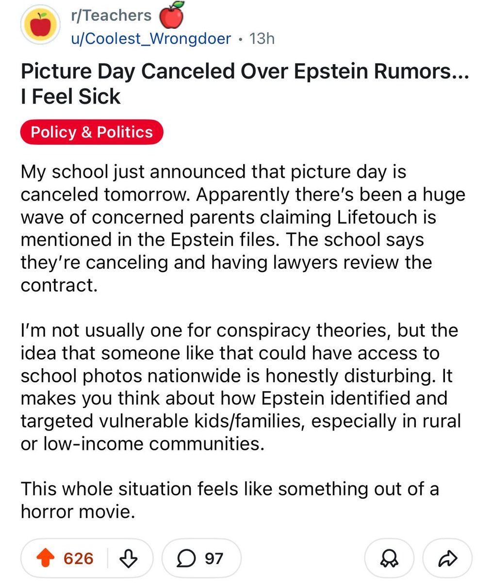 Imagine pedophiles having a shopping list of children. 

Your children. 
Your grandchildren
Your nieces
Your nephews

You’re not outraged enough.