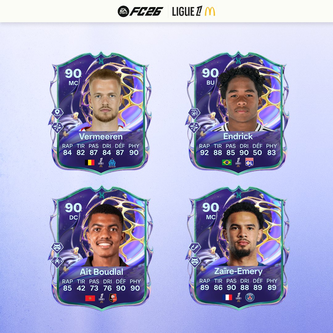 easportsfcfr's tweet image. Tu choisis qui parmi ces 4 pépites de @Ligue1 pour une ÉVO #FutureStars ? 💎 #FC26