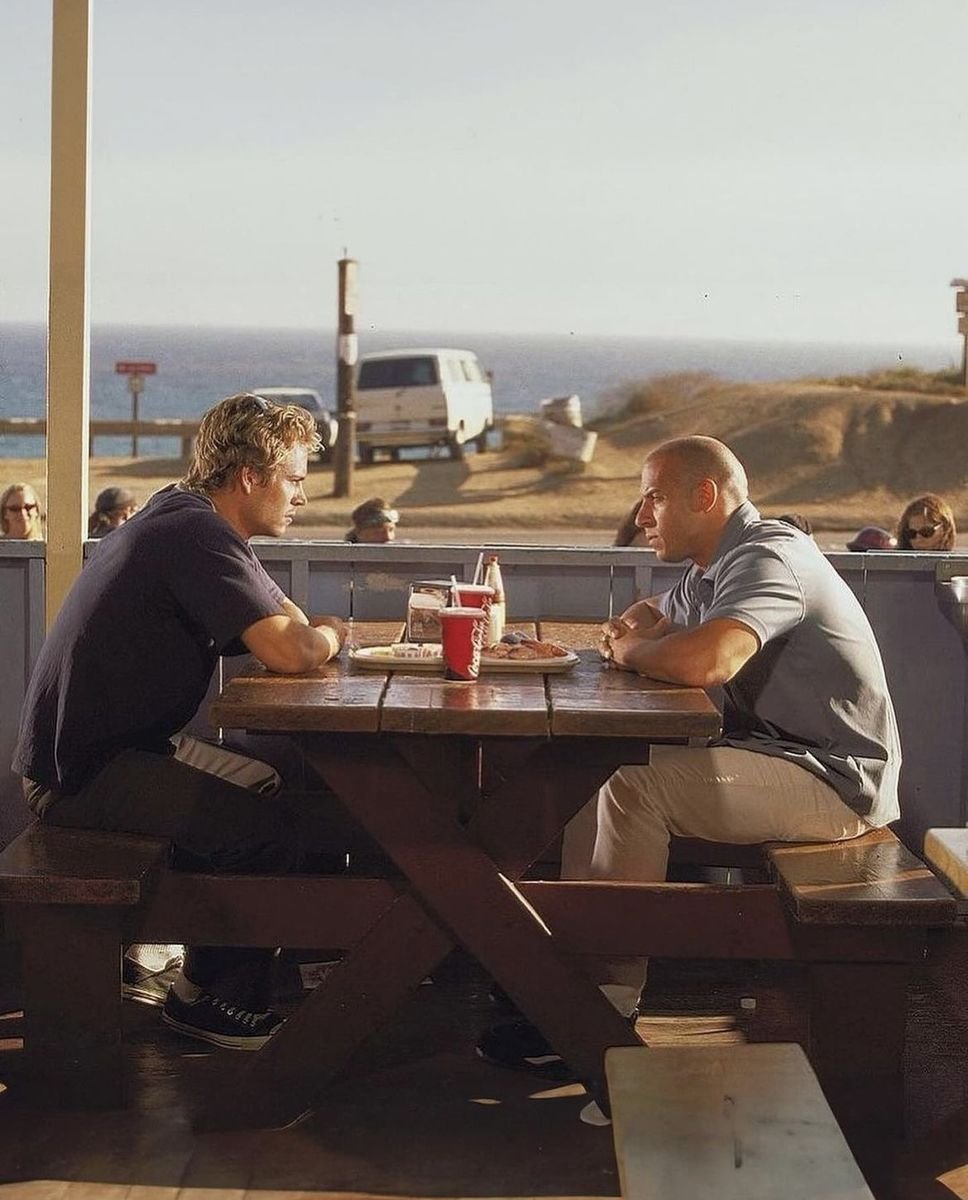 Paul Walker and Vin Diesel in The Fast and the Furious, 2001