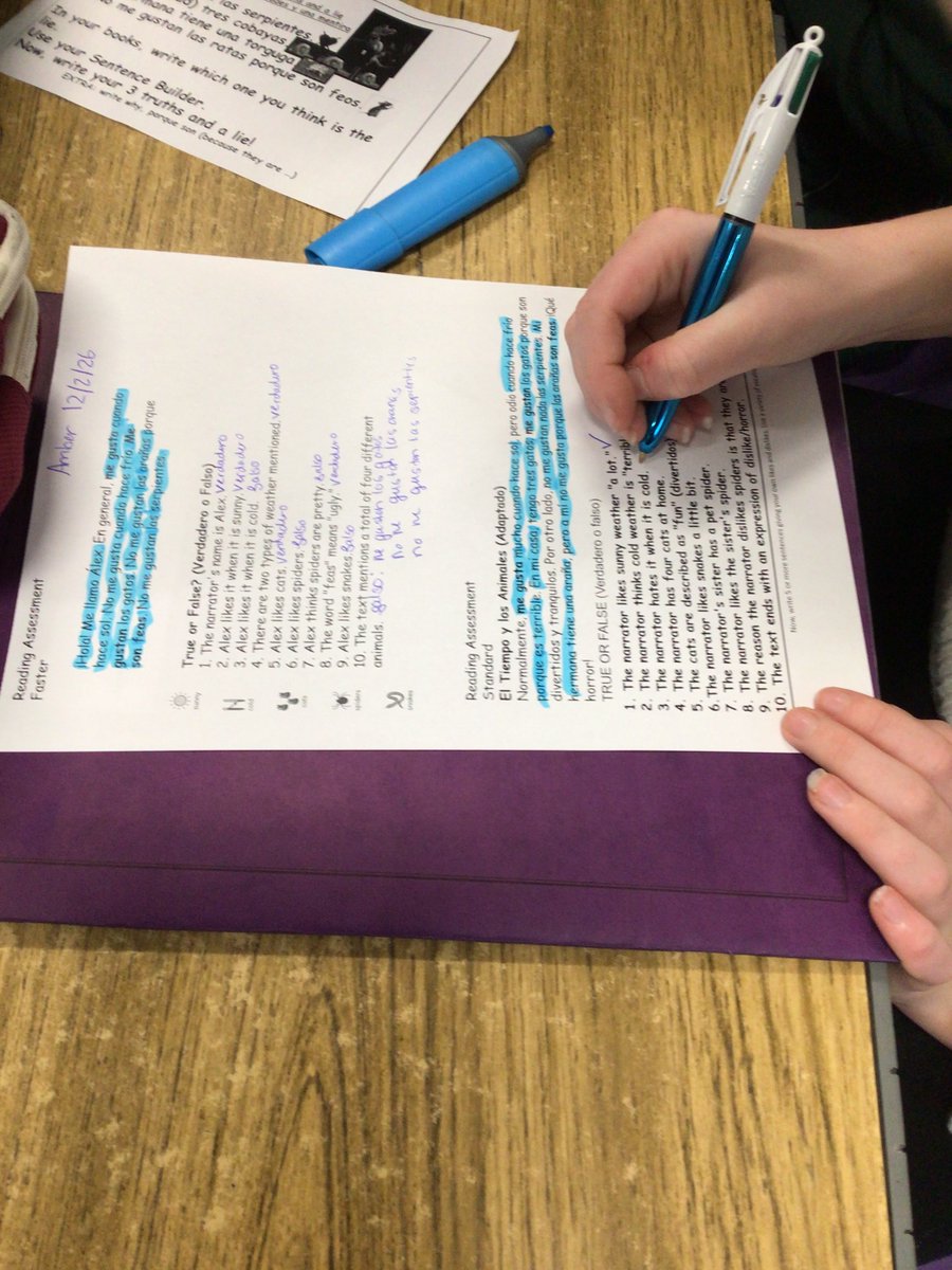 west_moors's tweet image. Year 8s excelled  at  their Spanish reading assessment today, focusing on likes  and dislikes  of  pets  and  weather  conditions. Using the "highlight what you know" technique kept engagement high. 🐾🇪🇸 #MFL #SpanishTeachers #Inclusion