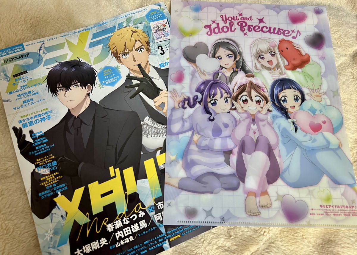 右のクリアファイル目的でアニメディアを購入。夜鷹純と俺の司も