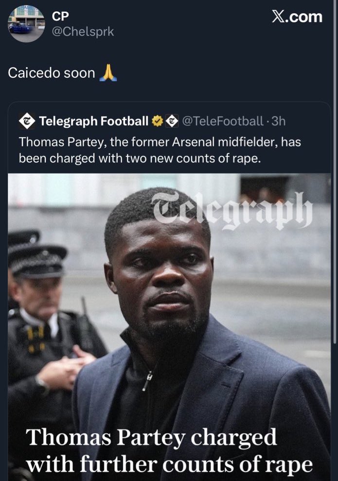 Praying that a Chelsea player gets charged with rape… means u want someone to get allegedly raped btw… 

Same guys that will call themselves “propah chels ⭐ ⭐ ”