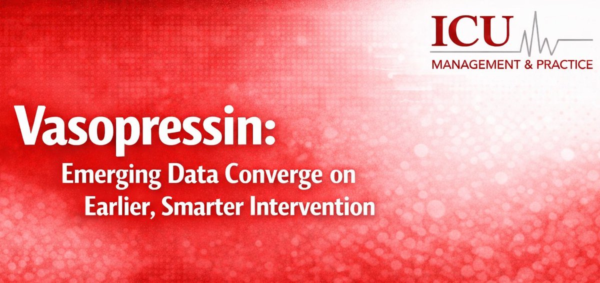 ICU_Management's tweet photo. Growing evidence supports earlier, targeted use of vasopressin in septic shock. From studies to AI-driven models, the message is clear: start #vasopressin sooner, at lower norepinephrine doses &amp; before severe metabolic derangement sets in. Read here: https://t.co/8ZJP0KvX9c https://t.co/iCumGrZCrj