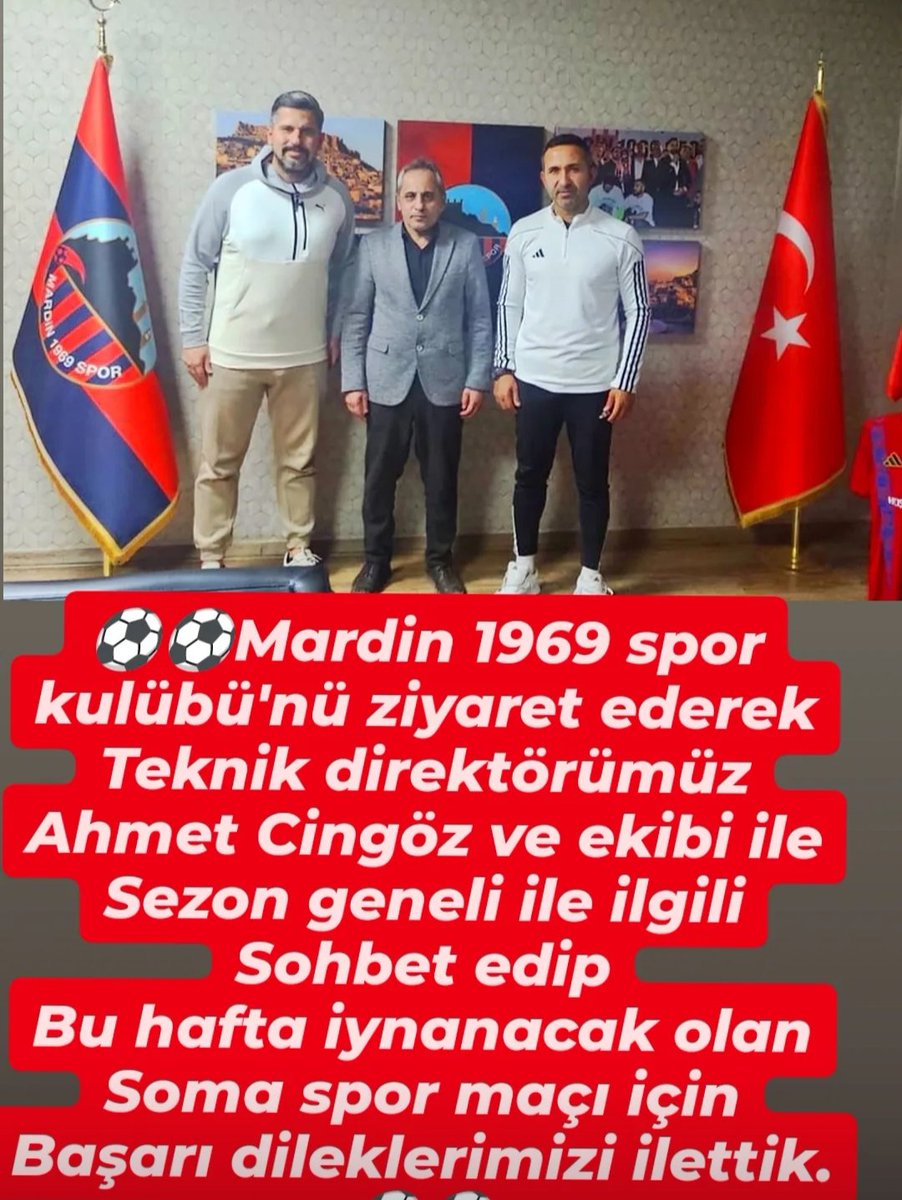 Kurum,stk, oda ve saha çalışmaları Kapsamında ziyaretlerimiz devam Ediyor
⚽Mardin Spor kulübümüzü ziyaret Ederek teknik ekip ve futbolcularla bir Araya gelip takımımızın son durumu ile İstişarelerde bulunduk.<a href="/alibabacan/">Ali Babacan</a> <a href="/emin_ekmen/">Mehmet Emin Ekmen</a> <a href="/IhsanMerdanoglu/">Ali İhsan Merdanoğlu</a> <a href="/avidrissahin/">Av. İdris Şahin</a> <a href="/busrasakinmaz/">Büşra Sakınmaz</a>
