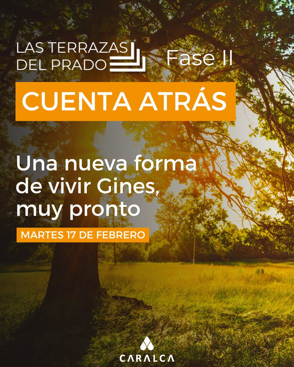 ✨🚀 La Fase II de Las Terrazas del Prado ya tiene fecha de lanzamiento 🚀✨

⏳ Queda muy poco para aquello que tanto estabas esperando. Un lugar donde vivir con calma, rodeado de naturaleza, sin salir de Gines 🌿🏡

📅 Martes 17 de febrero
🔗 caralca.es/pisos-de-obra-…