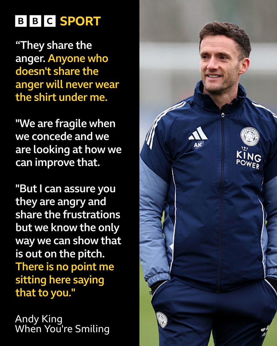🦊#LCFC | "Anyone who doesn't share the anger will never wear the shirt under me."

King confirmed the players shared the same anger and frustrations post-match against Southampton in the league.