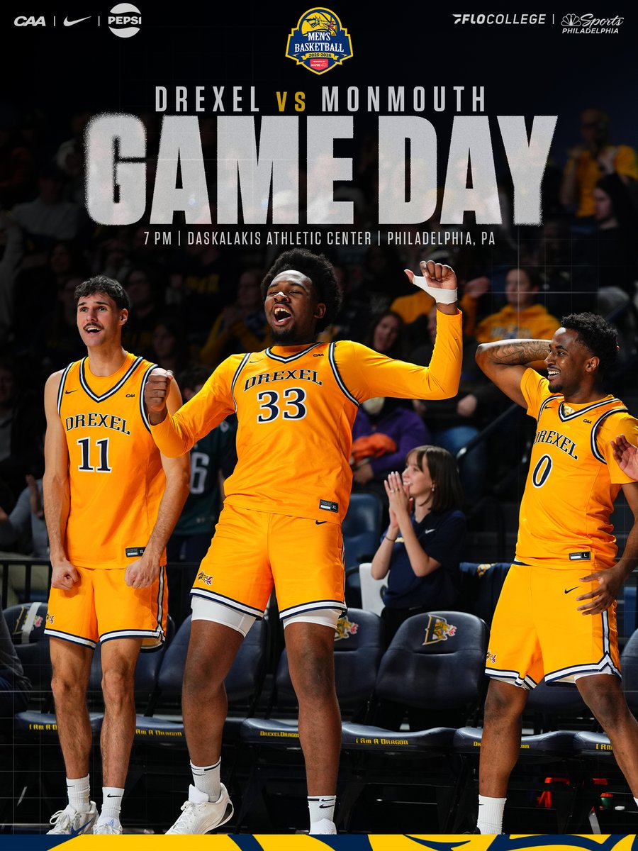 DrexelMBB's tweet photo. Back in the DAC. 🔔

🆚 | Monmouth
⏰ | 7 PM
📍 | Philadelphia, Pa.
🖥️ | https://t.co/tfY1Jw4pQH
📈 | https://t.co/rXXTvl9mNE
📺 | @NBCSPhilly 

#FearTheDragon🐉 https://t.co/hNNECwz3Ro