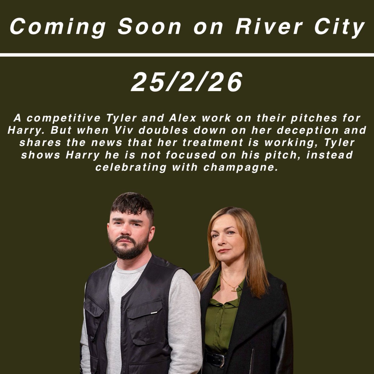 SLahbibFan's tweet photo. Coming soon on #RiverCity ๐๐บโจ
River City returns on Monday 23rd February! Donโt miss it! ๐๐ป๐คฉ
#SimoneLahbib #CameronFulton https://t.co/LeUzOZjUsh