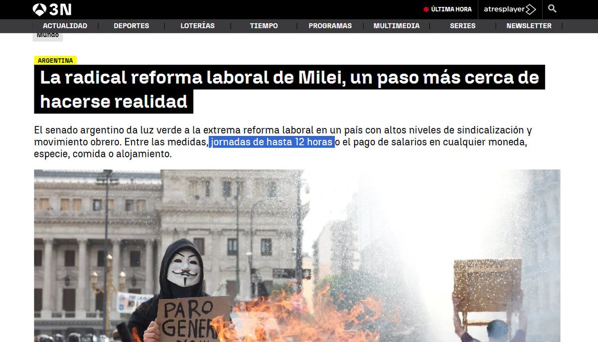 MuyLiberal's tweet image. Yo vi la noticia en @A3Noticias pero ya comprobé que todos la dan igual:

En la Argentina de @JMilei el Senado aprueba una reforma laboral que aumenta la jornada laboral hasta las 12 horas 🫢😨😱

Pero como ya me los conozco, profundicé y muy fácilmente encontré la verdad, que ya…