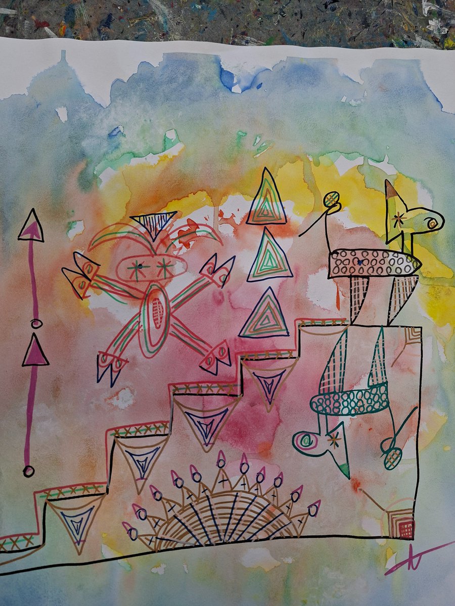 Annuska3's tweet photo. My own artwork. Influenced by Paul Klee. No A.I. Beverwijk 2026. https://t.co/1nbPEuJC2Q