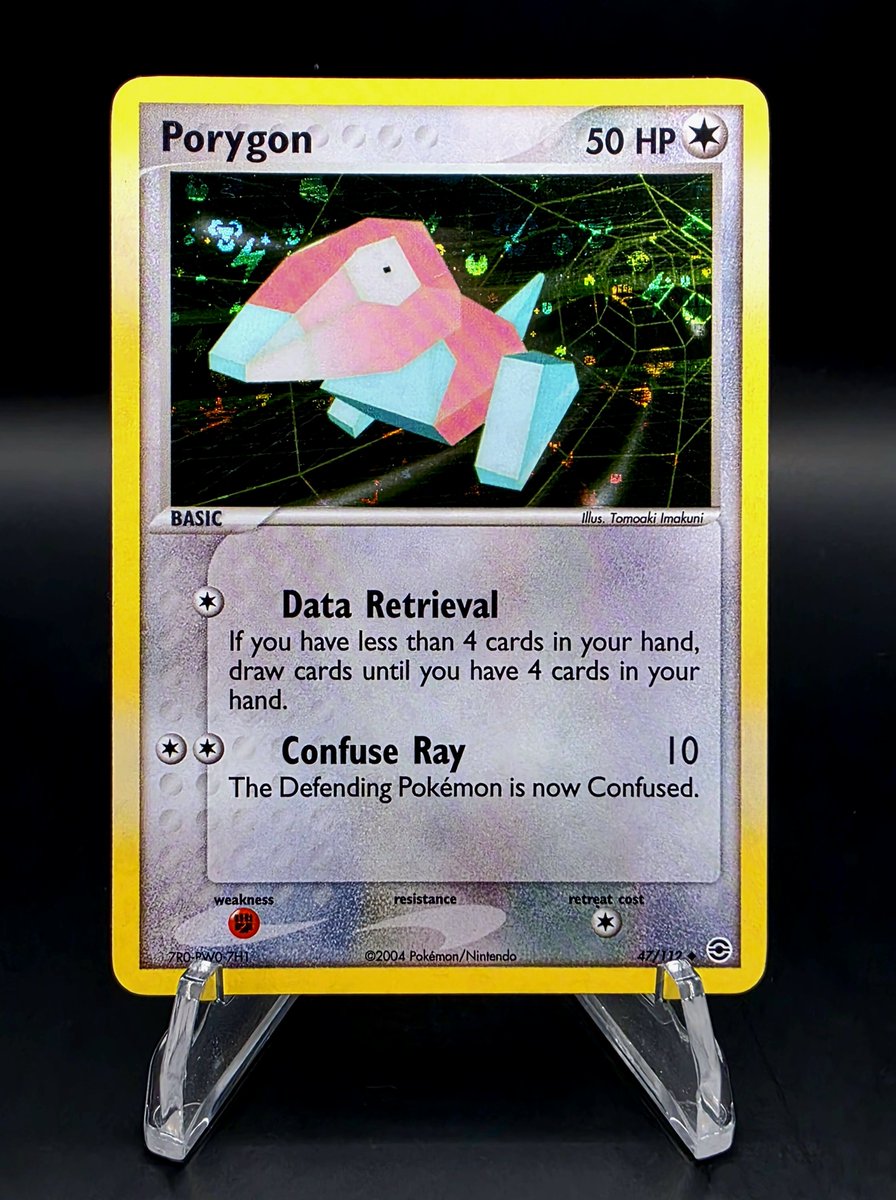 Ever hear of the Cat Distribution System? Well in the buying and selling world, there's the Card Distribution System! 📨

This Porygon reverse-foil was passed over on a couple sales. The longer it sat the more it grew on me, so I plucked it out of my inventory and into my pc! 😁