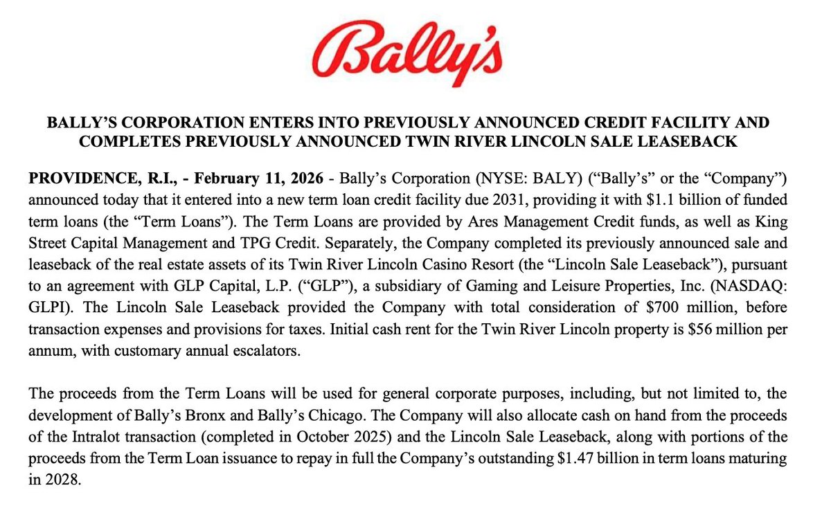 BallysWatch's tweet photo. Bally’s is at it again: sell off what’s left, then borrow another $1.1B. Increasing debt by $400 million and adding to rent burden. 

This is heading toward a spectacular finale. Place your bets: which city gets screwed the most: Chicago, Vegas, or New York? https://t.co/5d4DNWBEuD