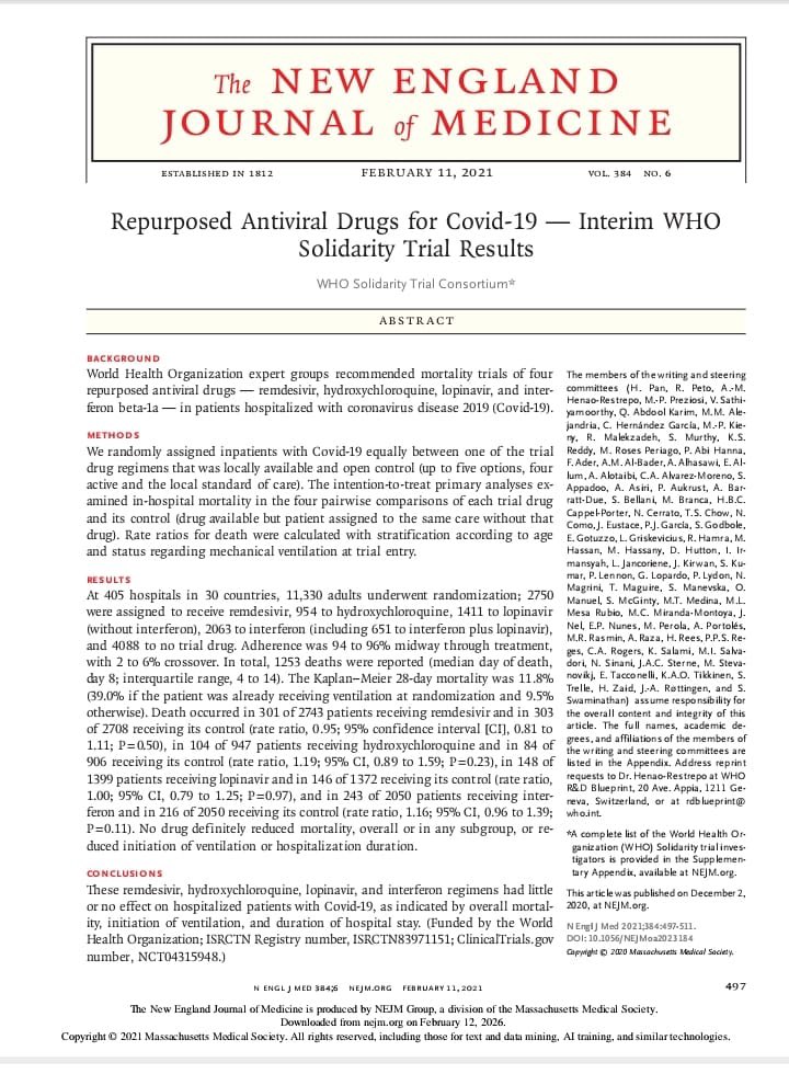 nerycerratohn's tweet photo. El estudio Solidaridad de la Organización Mundial de la Salud publicado en la Revista New England Journal of Medicine 2021 donde participé (Dr. MT Medina, N Cerrato, S Moncada, et al) sobre la COVID-19 es la segunda investigación más citada de la UNAH y Honduras. Me siento feliz! https://t.co/EqUgre0lcU
