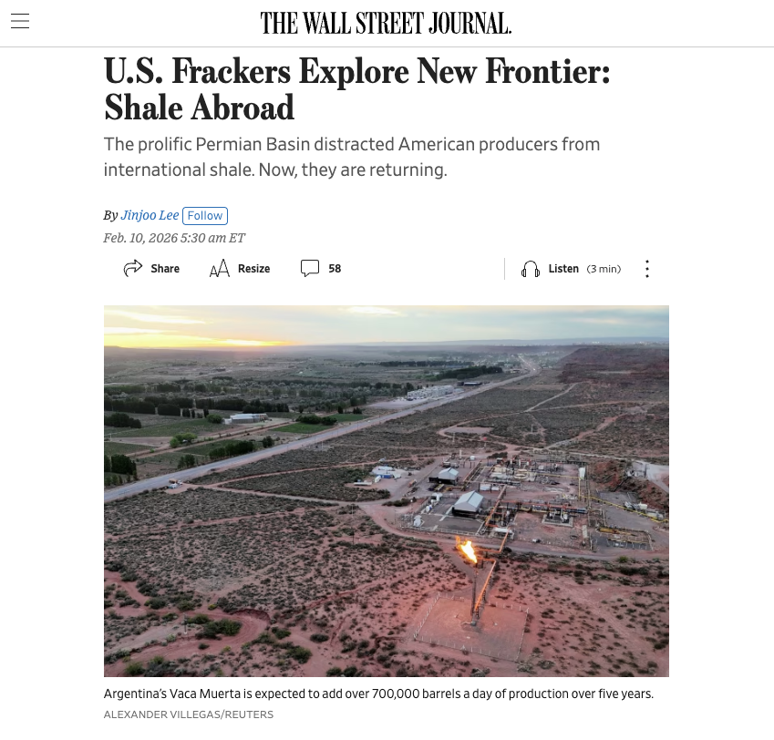 #Permian productivity per lateral foot is no longer what it used to be.

#TheWallStreetJournal highlights how estimated ultimate recovery per foot in the #Wolfcamp has declined from roughly 65 barrels per lateral foot in peak years to the mid-40s more recently, a sign that U.S.