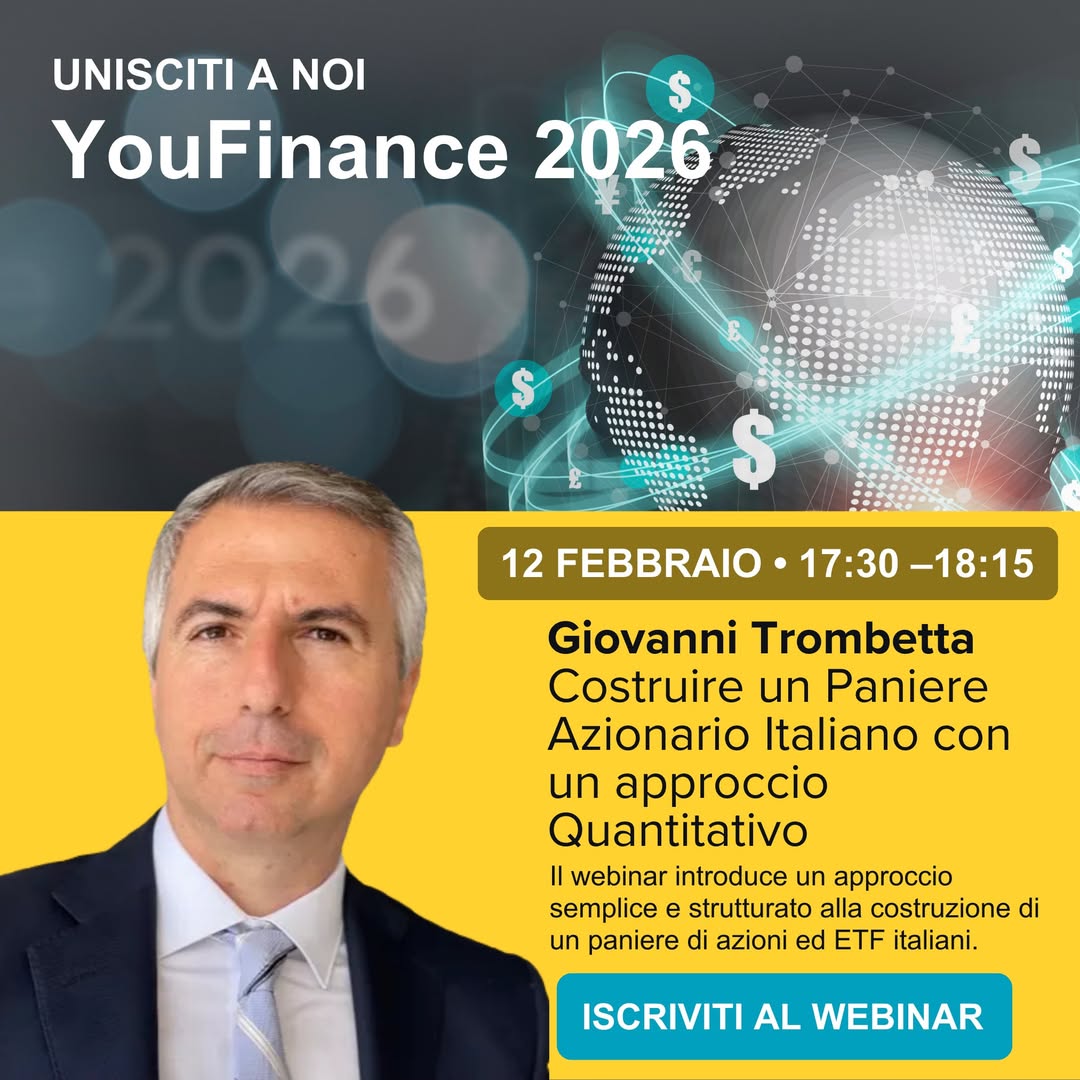 Ci vediamo alle 17.30!

Questo il link per iscriversi:
youfinance.it/investi-bene-2…

Vi aspetto!

YouFinance.it

#youfinance #assetallocation #quantitativeanalysis #artificialintelligence #AgenticAI #MetaModels #baselines