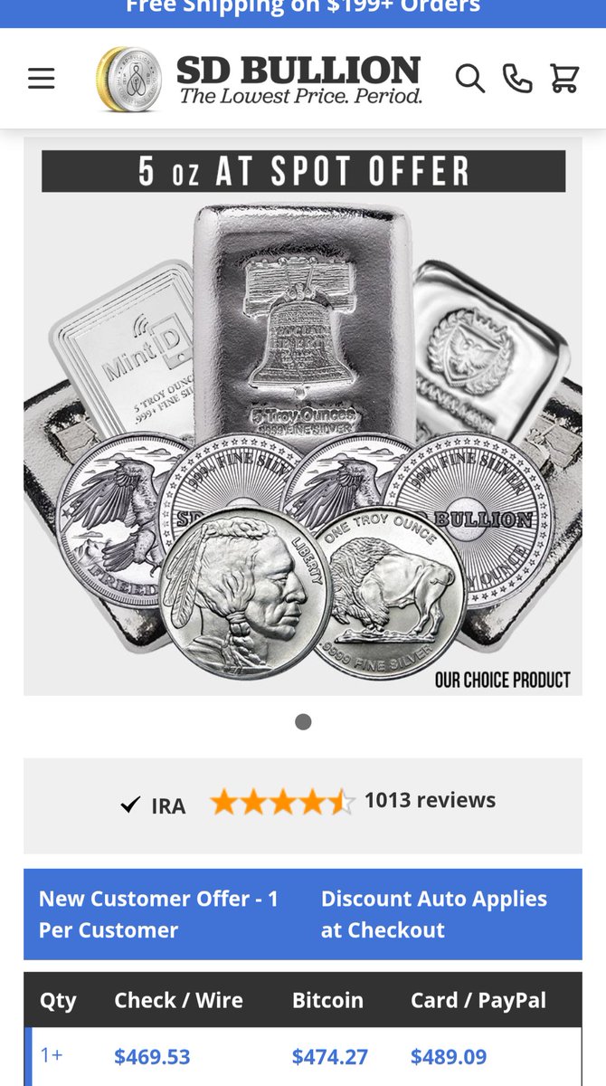 Cashed out some $Honey to buy silver and there's a big discount for first time buyers at SD Bullion so five ounces was only $430!!!

Gotta build my collection back up!🔥
