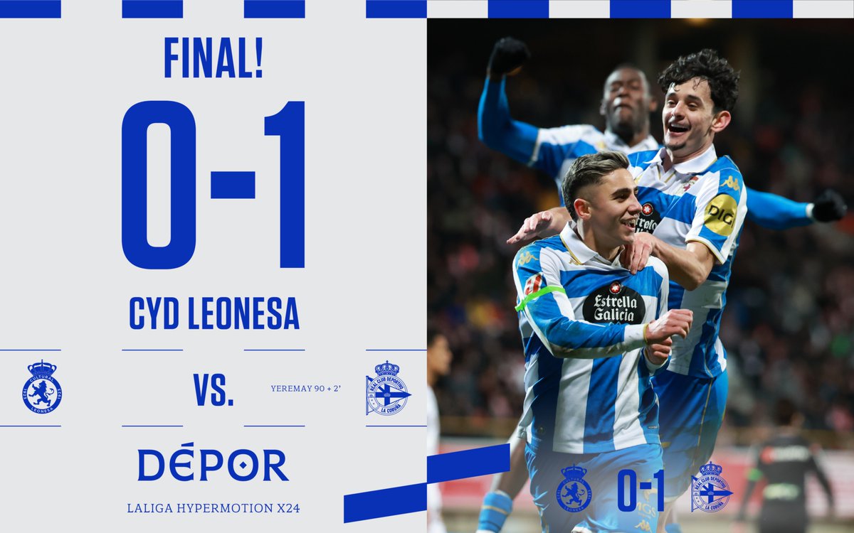 Fiiiiinaaaaal en León!

⏱️ 90+5’ | 0️⃣ - 1️⃣ |

#CulturalDépor #LaLigaHypermotion