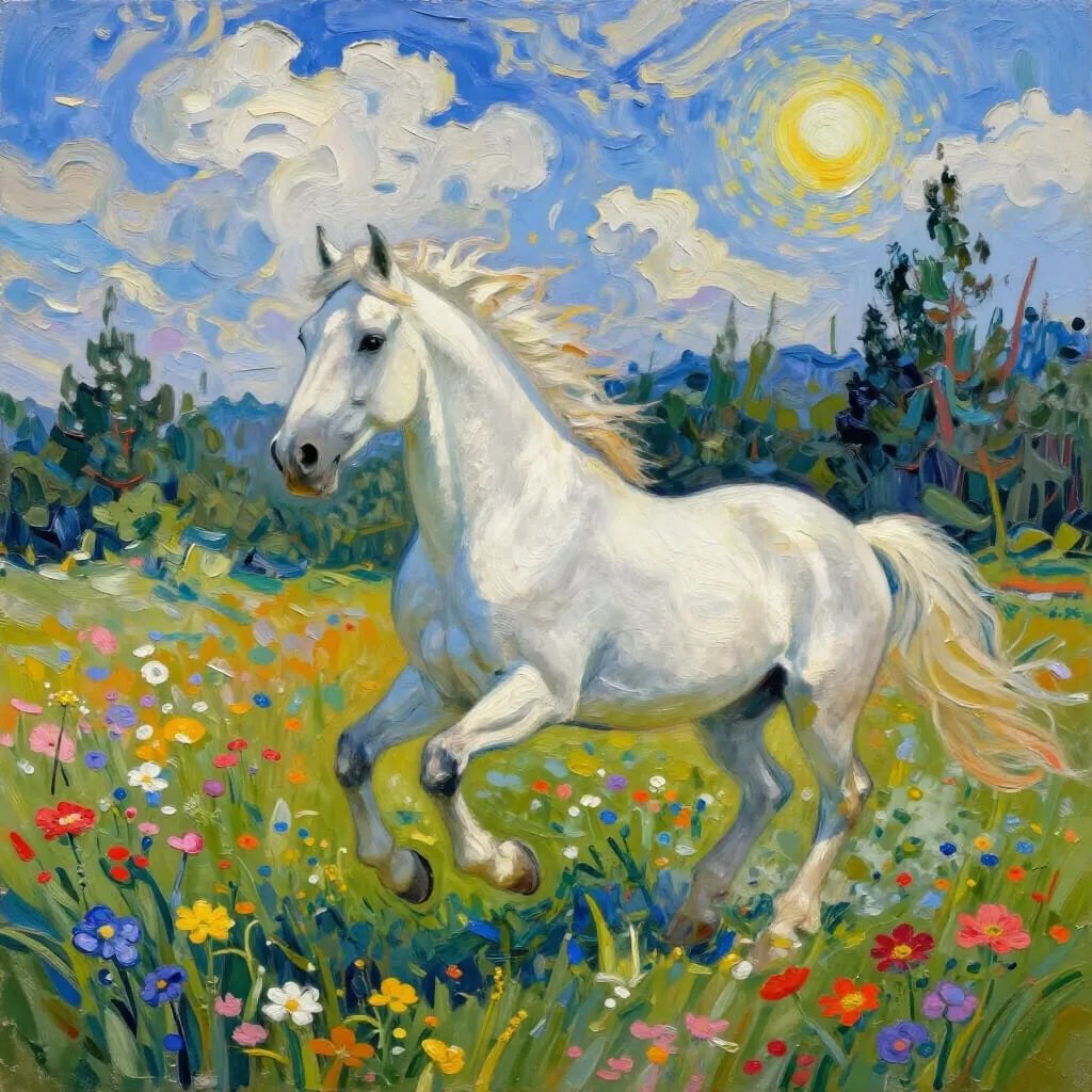 joaoalberto's tweet image. Cavalo num campo florido.