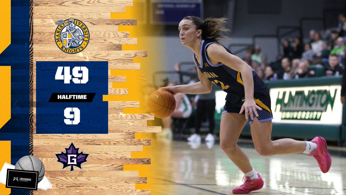 WBB | HALFTIME

WHAT👏 A👏 HALF!👏 

<a href="/MarianUnivWBB/">MarianWBB</a> holds Goshen to 9 points in the first half, and lead 49-9 at the break!

The team allowed a season-low two points in the second quarter, and just nine points in the half!

Abbey McNally has 16 points alone at the break!