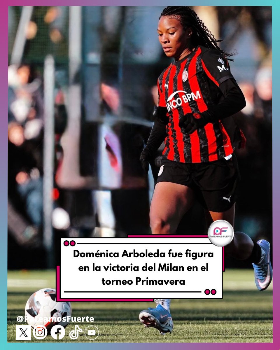🫵🏻 Imparable la tricolor  Doménica Arboleda ❤️🖤

💪 Por la jornada 13 del torneo Primavera el AC Milan se impuso por 2-0 ante Genoa. 

🫡 La delantera tricolor asistió a los dos goles del encuentro y fue titular hasta el minuto 80.

#PateamosFuerte