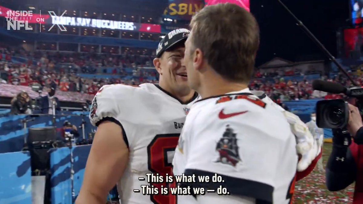 "This is what we do."
Tom Brady and Rob Gronkowski connected for 2 TDs to lead the @Buccaneers to a Super Bowl victory 🤝 (Super Bowl LV)
@insidethenfl's Top 60 SB Mic'd Up Moments on X